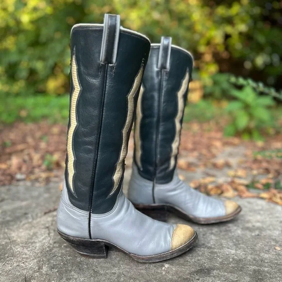 Women’s Size 7.5 M - 1970’s Custom Tall Cowboy Western Boots Herron Custom Boots